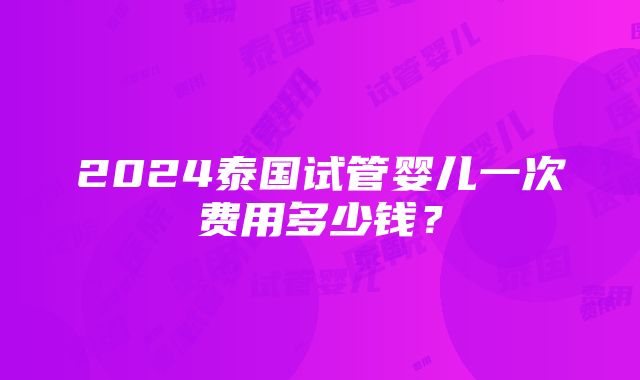 2024泰国试管婴儿一次费用多少钱？