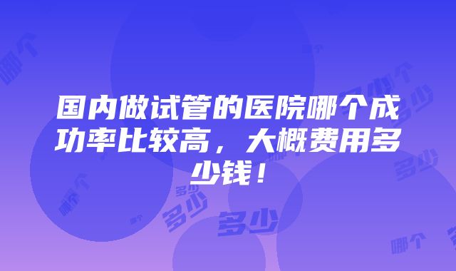 国内做试管的医院哪个成功率比较高，大概费用多少钱！