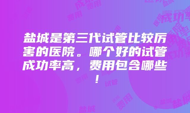 盐城是第三代试管比较厉害的医院。哪个好的试管成功率高，费用包含哪些！