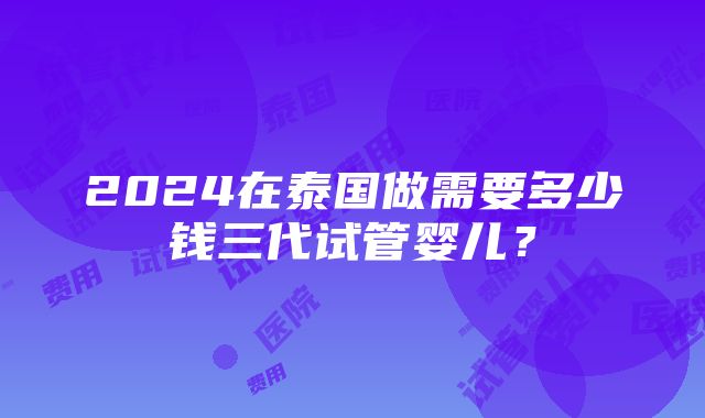 2024在泰国做需要多少钱三代试管婴儿？