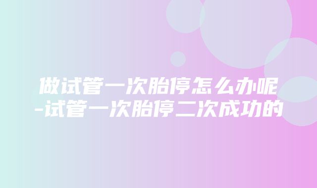 做试管一次胎停怎么办呢-试管一次胎停二次成功的