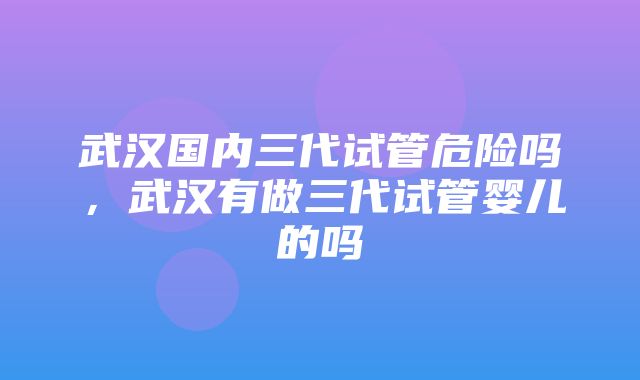 武汉国内三代试管危险吗，武汉有做三代试管婴儿的吗