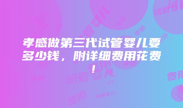 孝感做第三代试管婴儿要多少钱，附详细费用花费！