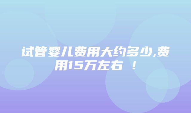 试管婴儿费用大约多少,费用15万左右 !