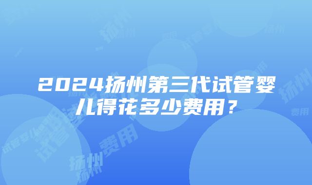 2024扬州第三代试管婴儿得花多少费用？