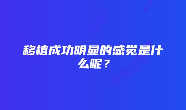 移植成功明显的感觉是什么呢？