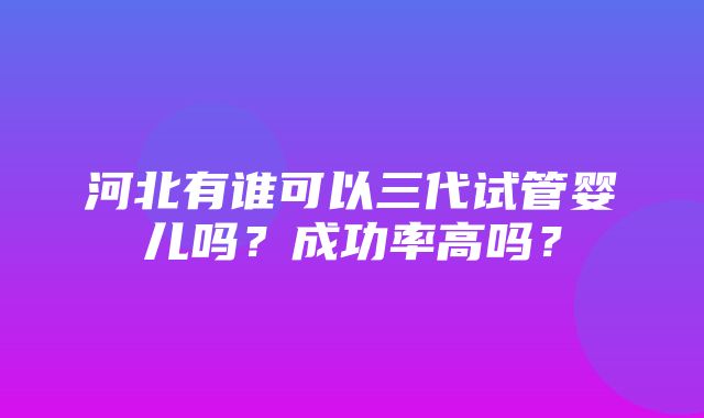 河北有谁可以三代试管婴儿吗？成功率高吗？