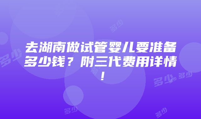 去湖南做试管婴儿要准备多少钱？附三代费用详情！