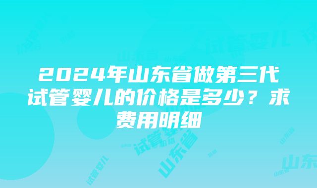 2024年山东省做第三代试管婴儿的价格是多少？求费用明细