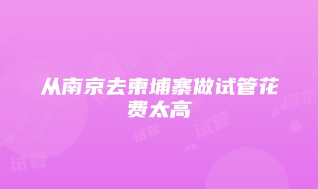 从南京去柬埔寨做试管花费太高