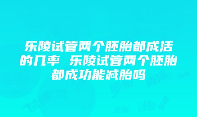 乐陵试管两个胚胎都成活的几率 乐陵试管两个胚胎都成功能减胎吗