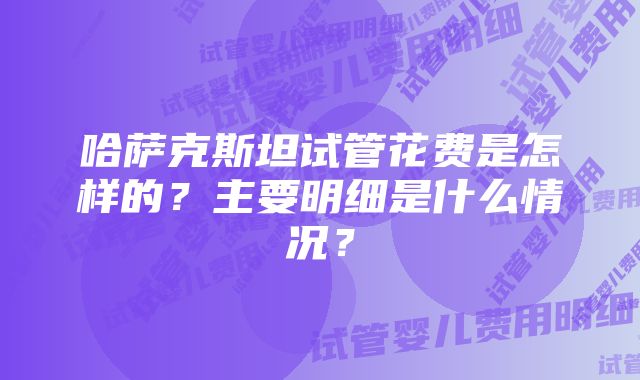 哈萨克斯坦试管花费是怎样的？主要明细是什么情况？