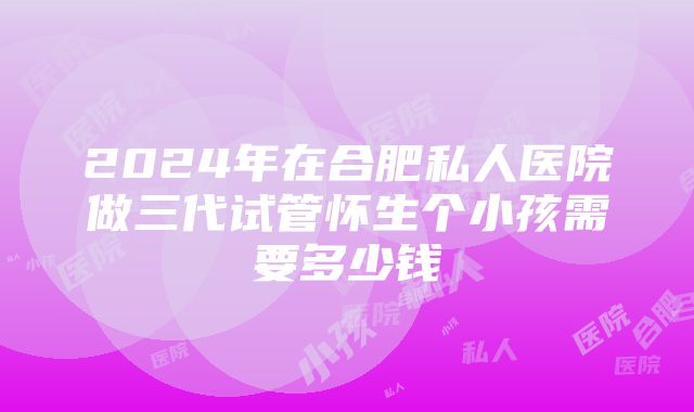 2024年在合肥私人医院做三代试管怀生个小孩需要多少钱