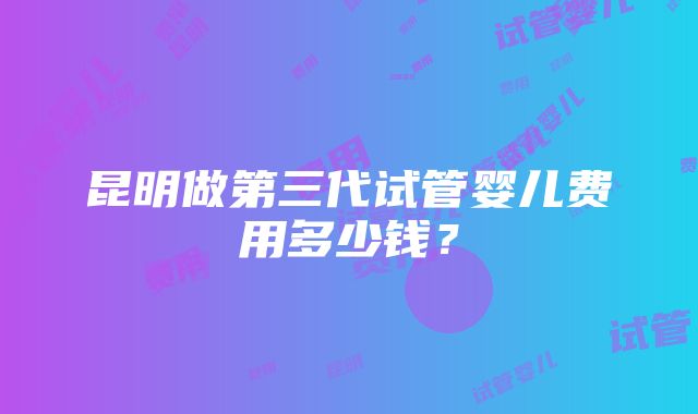 昆明做第三代试管婴儿费用多少钱？