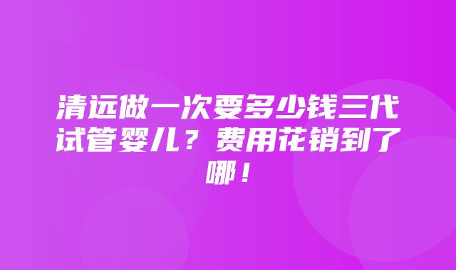 清远做一次要多少钱三代试管婴儿？费用花销到了哪！