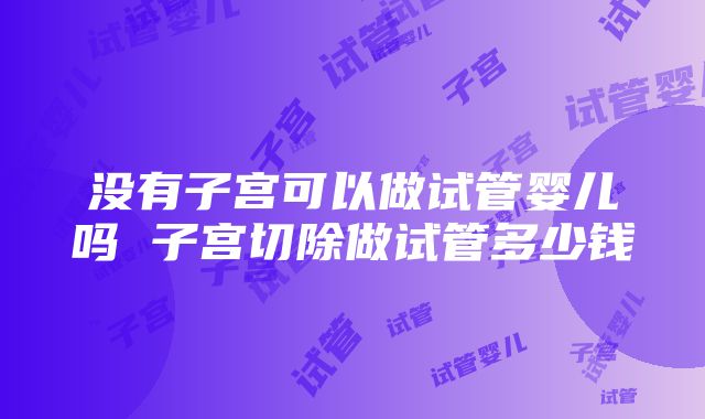 没有子宫可以做试管婴儿吗 子宫切除做试管多少钱