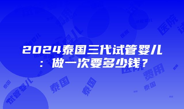 2024泰国三代试管婴儿：做一次要多少钱？