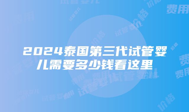 2024泰国第三代试管婴儿需要多少钱看这里