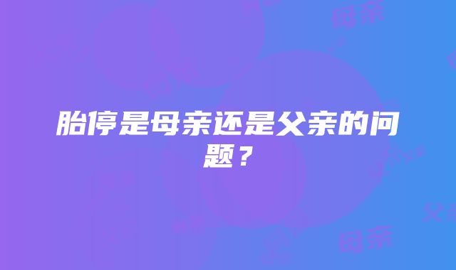 胎停是母亲还是父亲的问题？