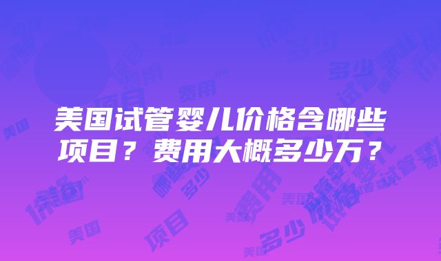 美国试管婴儿价格含哪些项目？费用大概多少万？