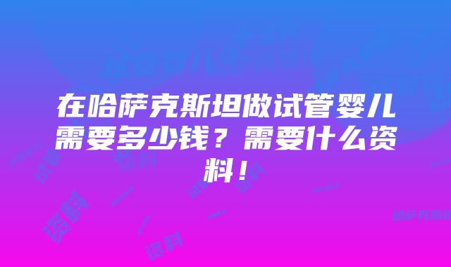 在哈萨克斯坦做试管婴儿需要多少钱？需要什么资料！