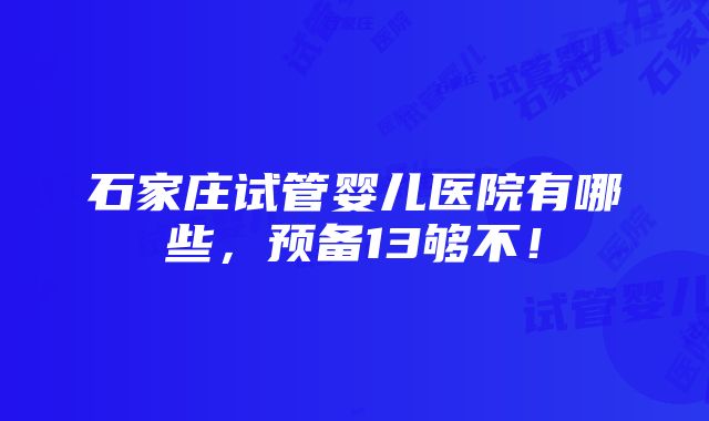 石家庄试管婴儿医院有哪些，预备13够不！