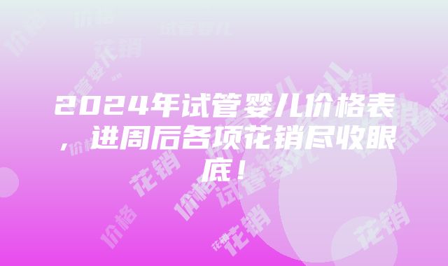 2024年试管婴儿价格表，进周后各项花销尽收眼底！