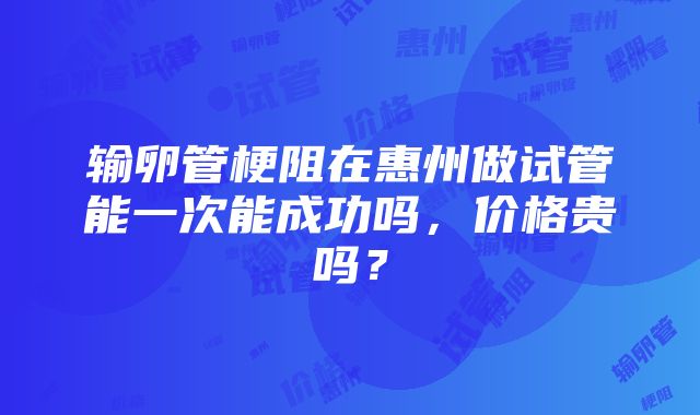 输卵管梗阻在惠州做试管能一次能成功吗，价格贵吗？