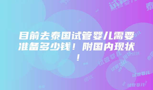 目前去泰国试管婴儿需要准备多少钱！附国内现状！