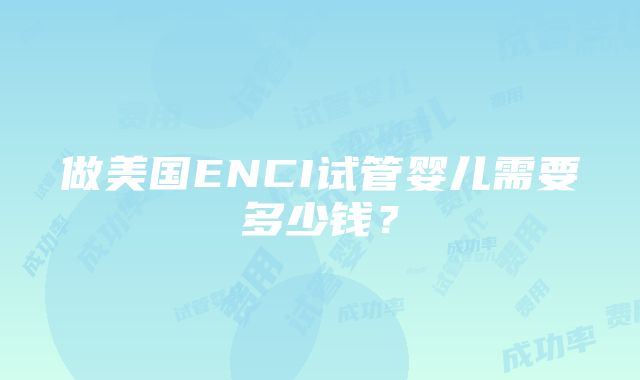 做美国ENCI试管婴儿需要多少钱？