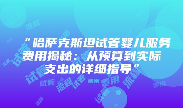 “哈萨克斯坦试管婴儿服务费用揭秘：从预算到实际支出的详细指导”