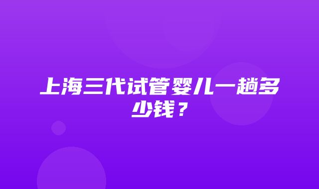 上海三代试管婴儿一趟多少钱？