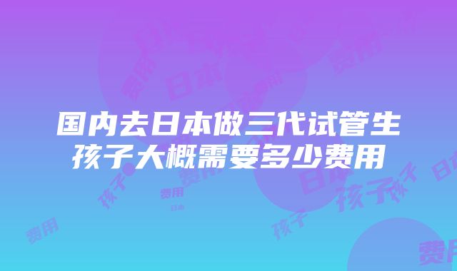 国内去日本做三代试管生孩子大概需要多少费用