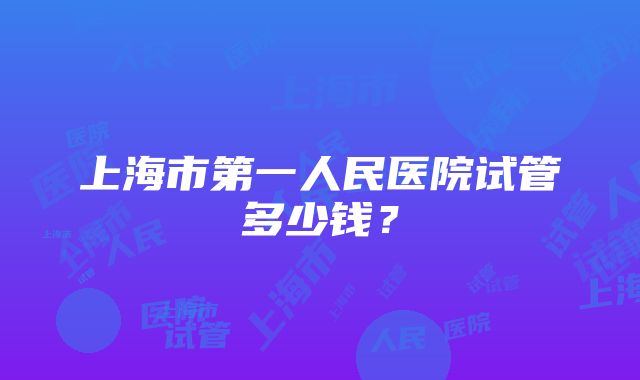 上海市第一人民医院试管多少钱？