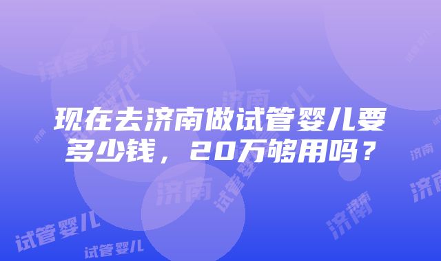 现在去济南做试管婴儿要多少钱，20万够用吗？