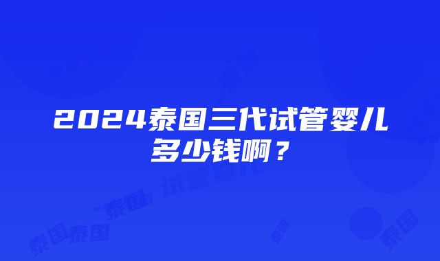 2024泰国三代试管婴儿多少钱啊？