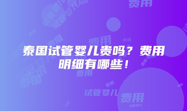 泰国试管婴儿贵吗？费用明细有哪些！