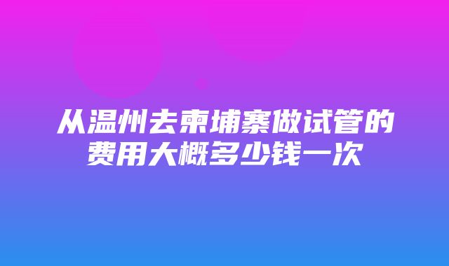 从温州去柬埔寨做试管的费用大概多少钱一次