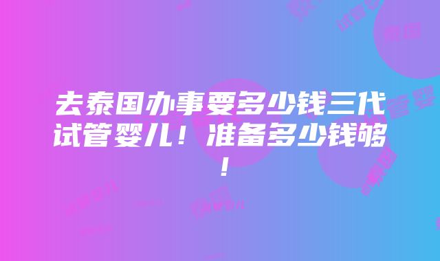 去泰国办事要多少钱三代试管婴儿！准备多少钱够！