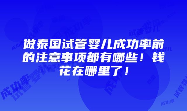 做泰国试管婴儿成功率前的注意事项都有哪些！钱花在哪里了！