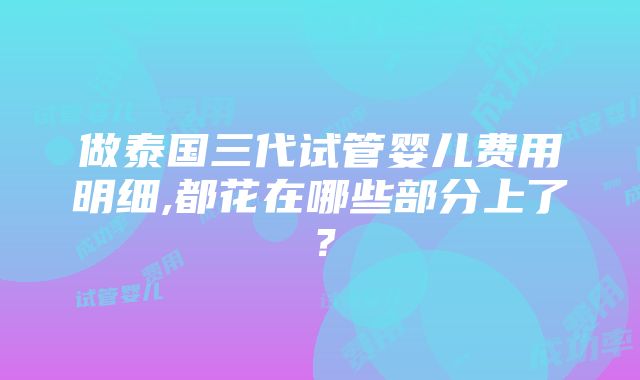 做泰国三代试管婴儿费用明细,都花在哪些部分上了？