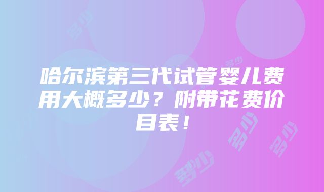 哈尔滨第三代试管婴儿费用大概多少？附带花费价目表！