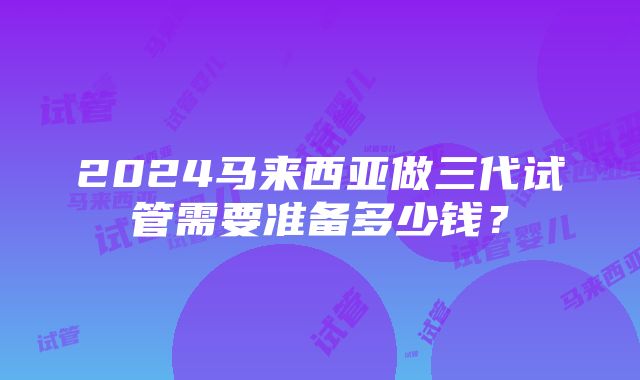 2024马来西亚做三代试管需要准备多少钱？