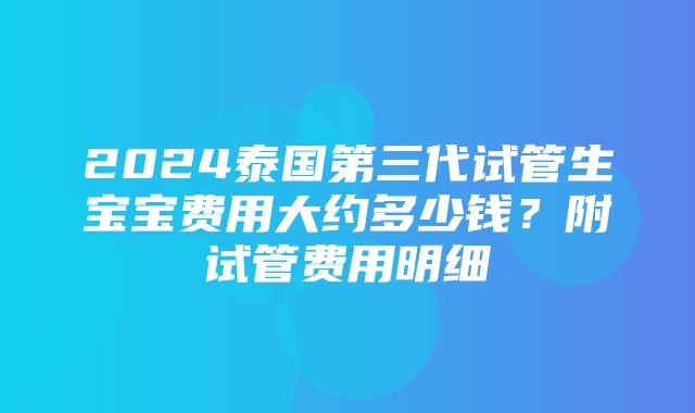 2024泰国第三代试管生宝宝费用大约多少钱？附试管费用明细