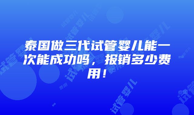 泰国做三代试管婴儿能一次能成功吗，报销多少费用！