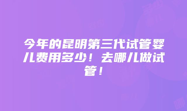 今年的昆明第三代试管婴儿费用多少！去哪儿做试管！