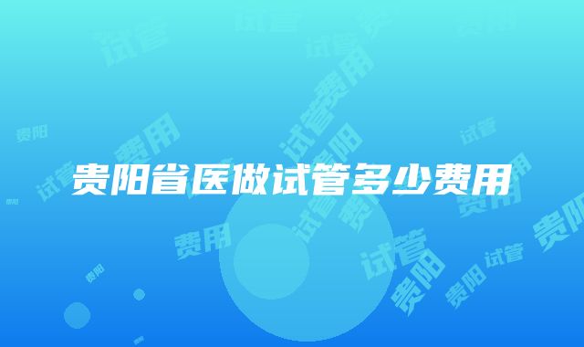 贵阳省医做试管多少费用