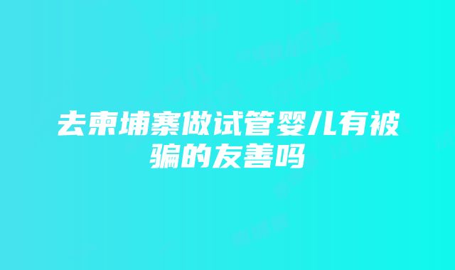 去柬埔寨做试管婴儿有被骗的友善吗