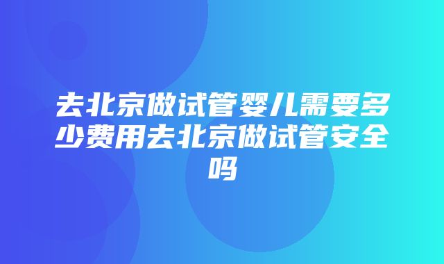 去北京做试管婴儿需要多少费用去北京做试管安全吗