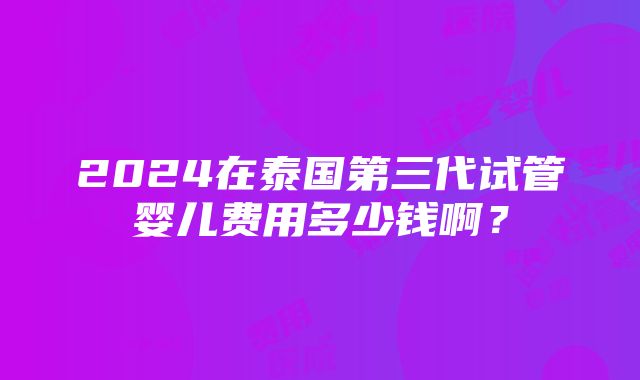 2024在泰国第三代试管婴儿费用多少钱啊？